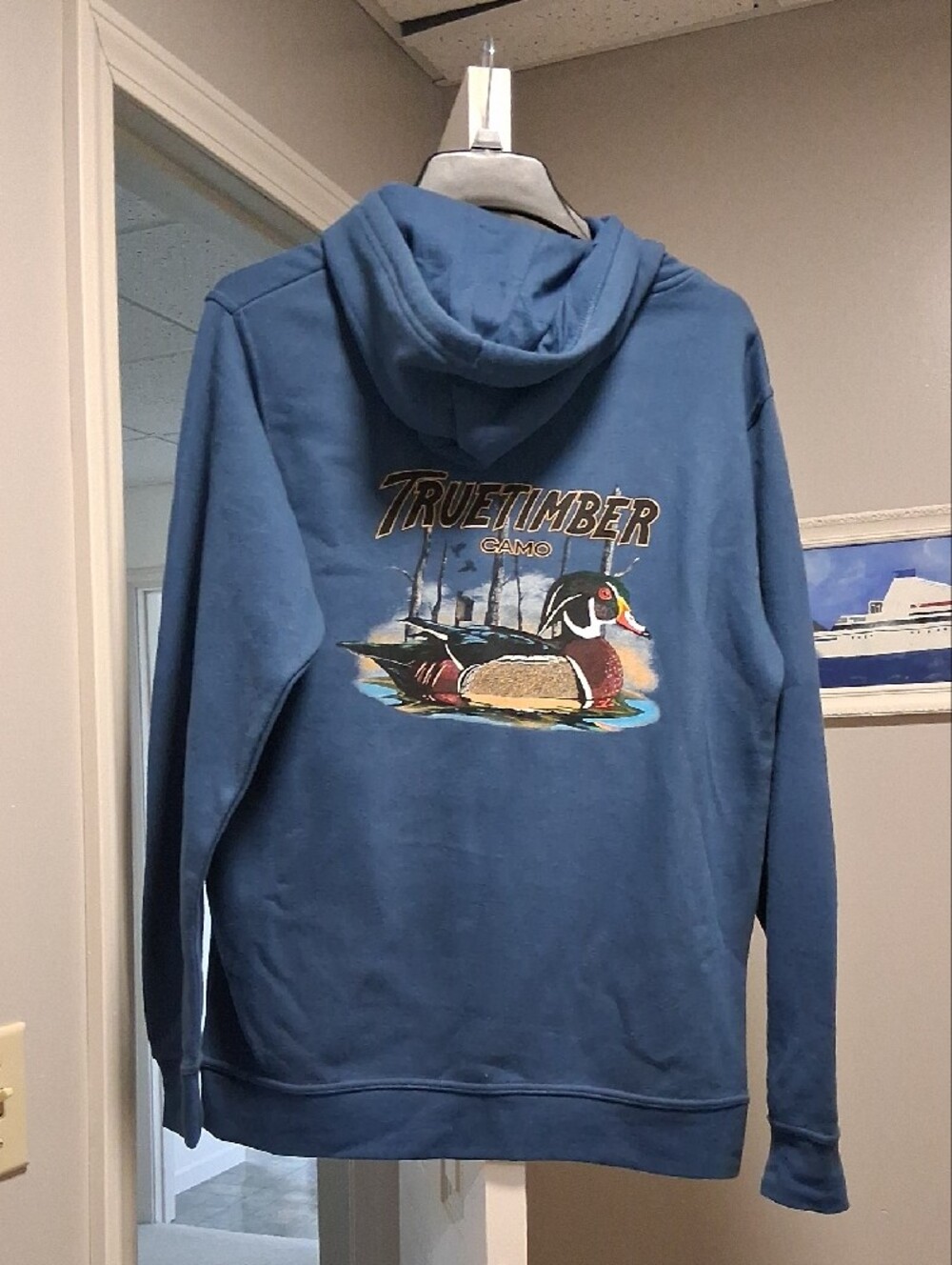 True Timber Camo Men's Blue Pullover Hoodie With Duck Graphic